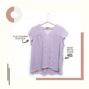 1. State Lavender Business Casual Short Sleeves Blouse